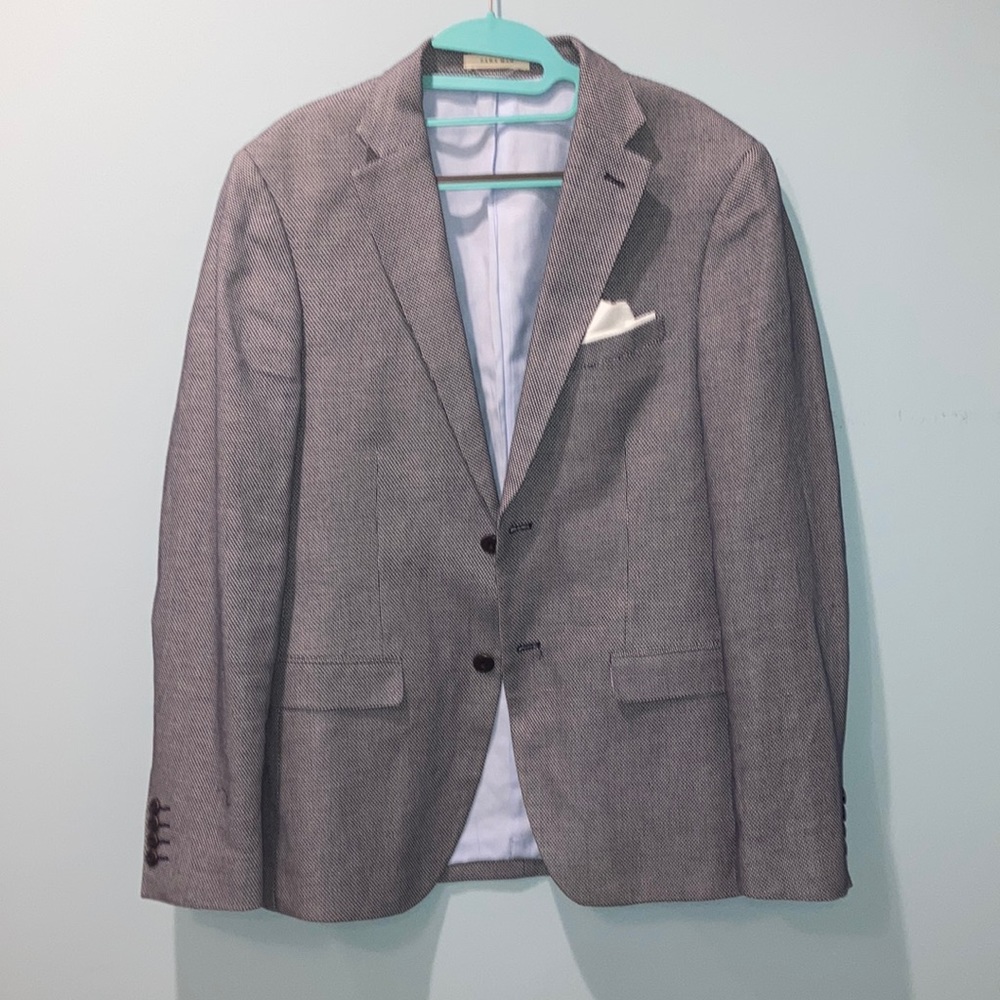 Zara Men Blazer Navy Blue Pattern Size 40